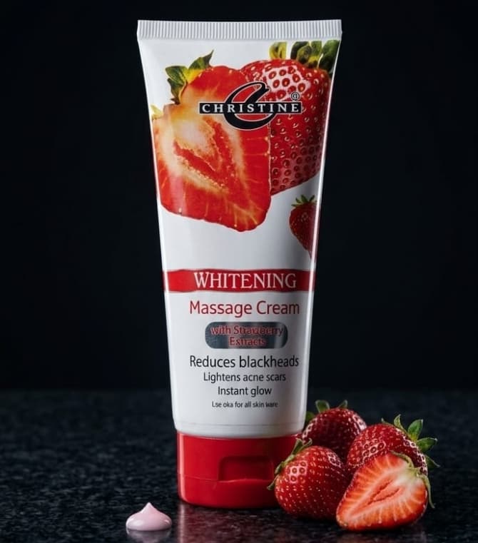 Christine Whitening Massage Cream Tube (Strawberry Extracts)